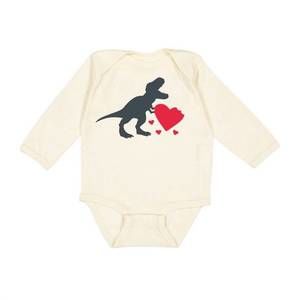 NEW SWEET WINK kids' lovesaurus long sleeve bodysuit in natural